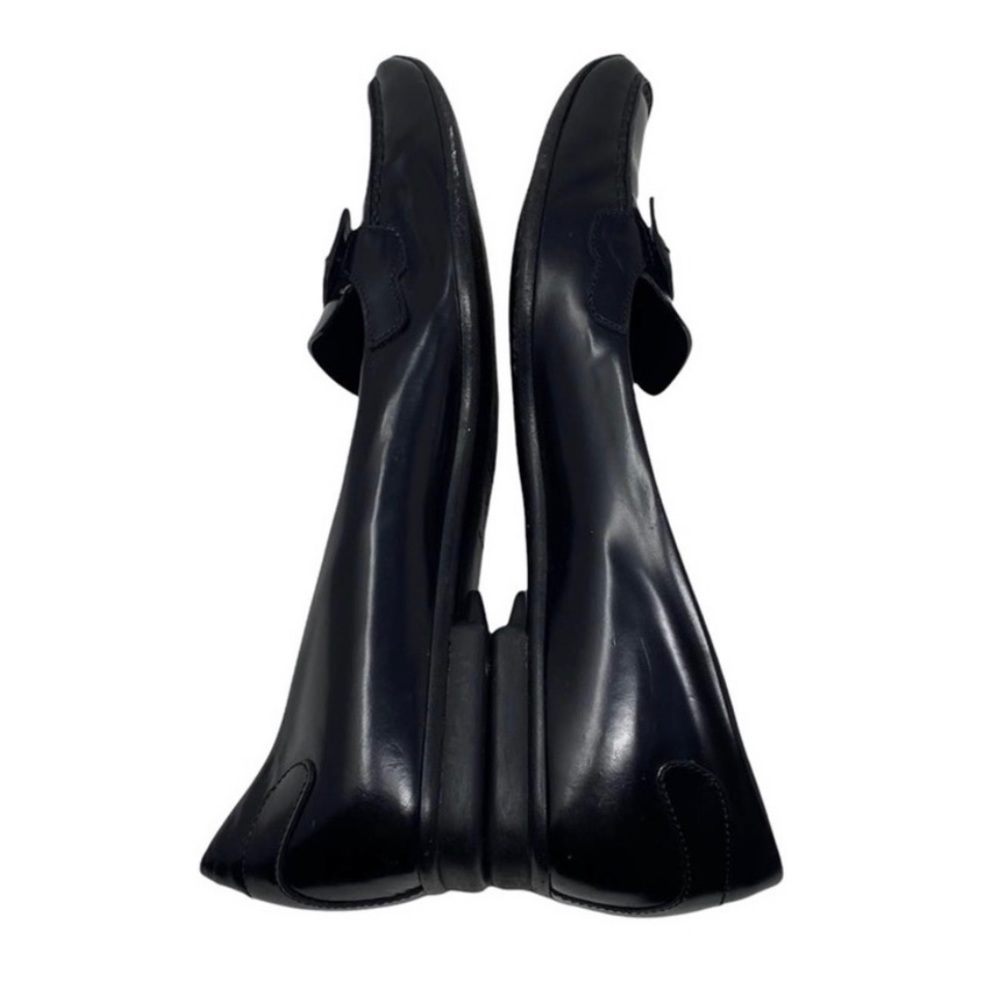 Prada Black Patent Leather Square Toe Loafer Flats with Buckle - Picture 6 of 11